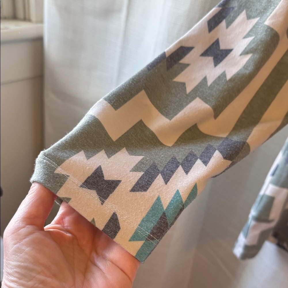 Crazy Train Geometric Patterned Blouse - Green, B… - image 5